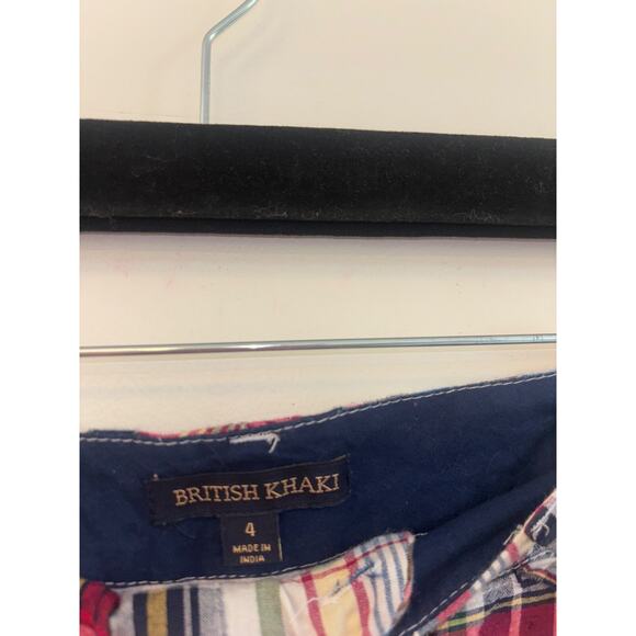 British khaki Patchwork Plaid Mini Skirt Sz 4 Cotton Multi-Color White Women VTG - Picture 4 of 6